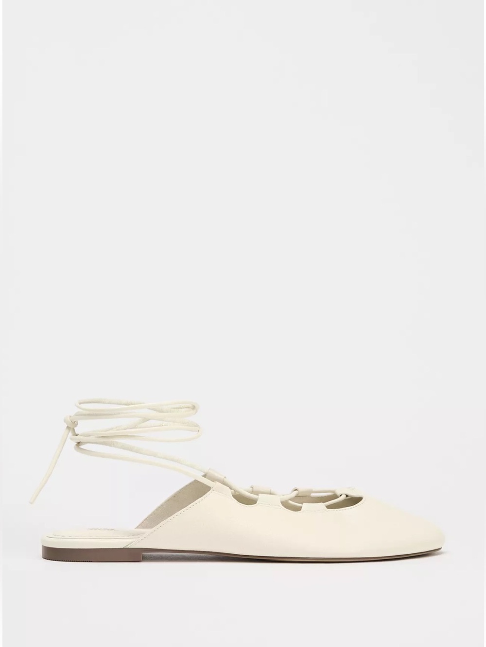 Zara Cream Lace-Up Ballet Flat - NWT